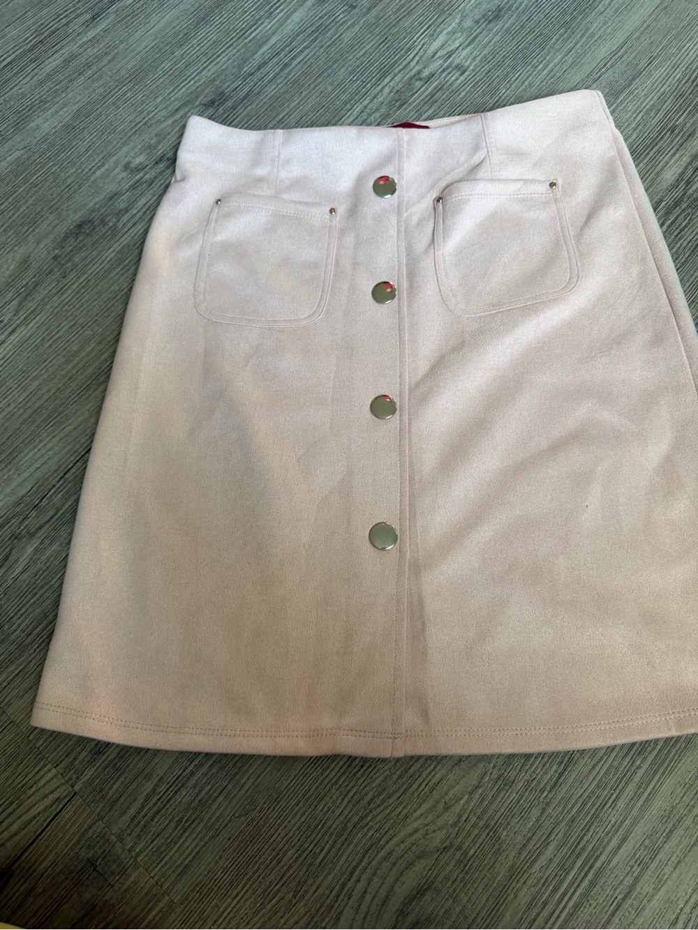 Light Pink Button-Front A-Line Skirt